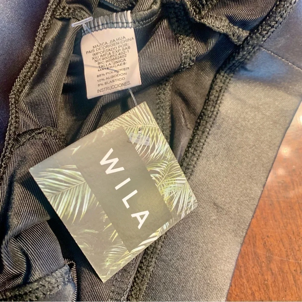 NWT Wila Leggings OSFM Vegan Leather Black Elastic Waist Zippered Pocket NEW - Picture 8 of 12